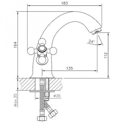 Смеситель для раковины Haiba HB1019-4 двухвентильный (латунь) бронза