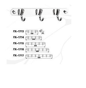Fixsen FX-1715 планка с 5 крючками, хром
