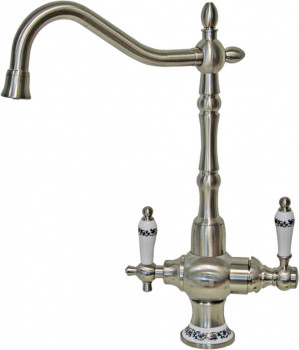 Смеситель для кухонной мойки ZORG Sanitary  (ZR 336 YF-50 NICKEL), рычажный, современный стиль