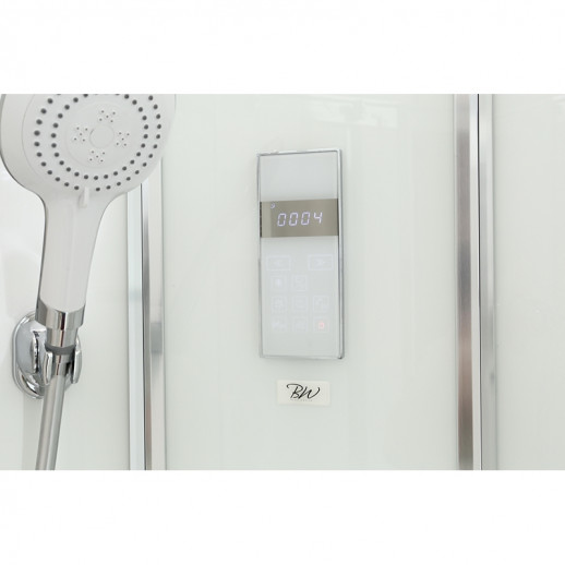 Душевая кабина Black&White Galaxy 550712r с гидромассажем пр-ль серебристый хром задняя стенка белая прямоугольная