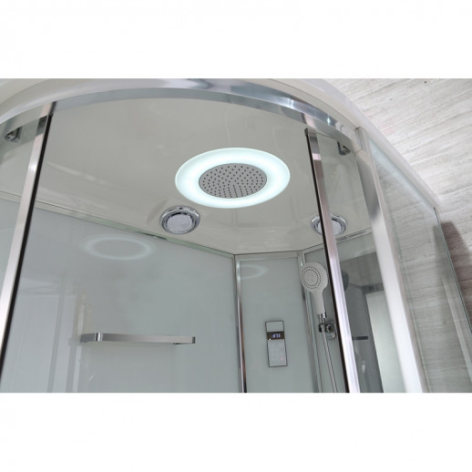 Душевая кабина Black&White Galaxy 550712r с гидромассажем пр-ль серебристый хром задняя стенка белая прямоугольная