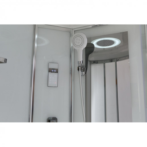 Душевая кабина Black&White Galaxy 550712r с гидромассажем пр-ль серебристый хром задняя стенка белая прямоугольная