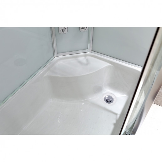 Душевая кабина Black&White Galaxy 550712r с гидромассажем пр-ль серебристый хром задняя стенка белая прямоугольная