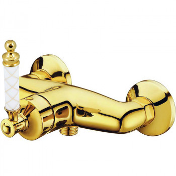 Смеситель Boheme Vogue Oro 214-MR-W для душа золото / ручка Murano белая