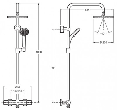 JACOB DELAFON July E45716-CP душевая система с термостатом, хром