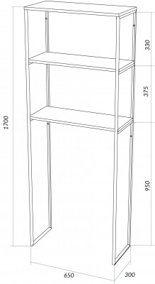 Шкаф для ванной 1Marka Grunge Loft над стир. машиной 170х65 Дуб вотан (Ц0000005440)