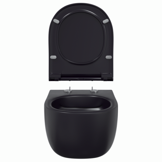 Комплект BERGES: инсталляция NOVUM, кнопка L5, унитаз EGO Black  Rimless, сидение дюропласт Toma Black Slim SO