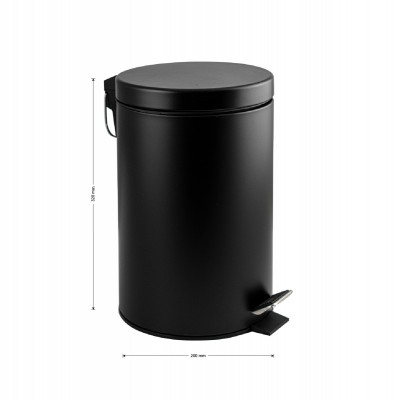 Ведро 7 л круглое с педалью, черный, нерж сталь марки 410, САНАКС (2407)