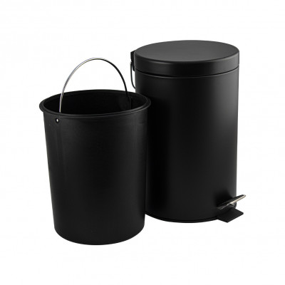 Ведро 7 л круглое с педалью, черный, нерж сталь марки 410, САНАКС (2407)