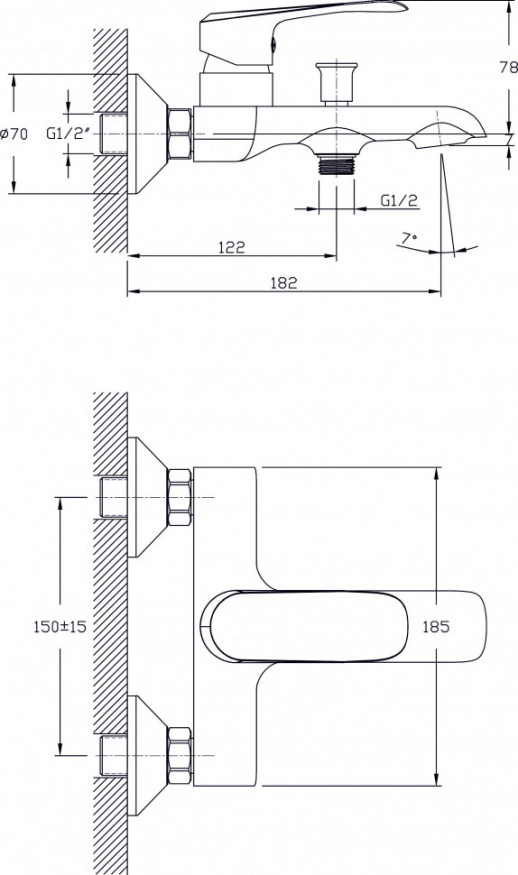 Смеситель для ванны с душем RUSH Gozo (GZ3735-44)