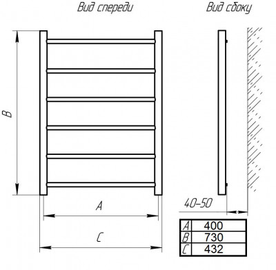 ТЕРА ПСБ-08-04 водяной полотенцесушитель КЛАССИКА 400х800, хром