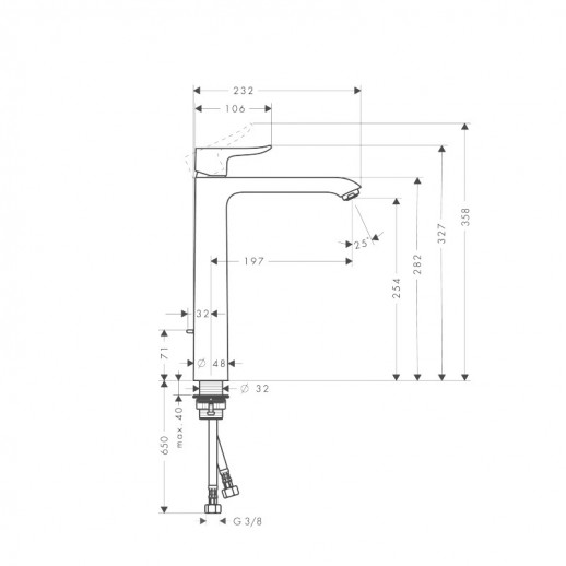Hansgrohe Metris 31082000 смеситель для раковины с д/к, хром
