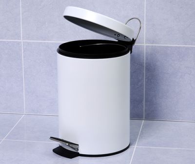 WasserKRAFT K-635WHITE ведро с педалью 5L, белый/хром