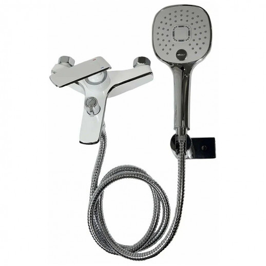 Смеситель для ванны Haiba HB60548-8 с душевым гарнитуром (латунь) белый, хром