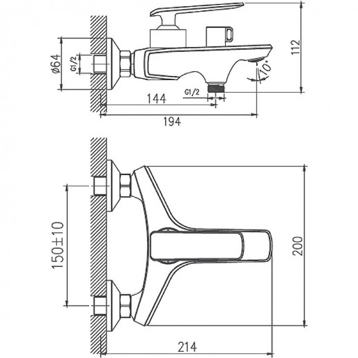 Смеситель для ванны Haiba HB60548-8 с душевым гарнитуром (латунь) белый, хром