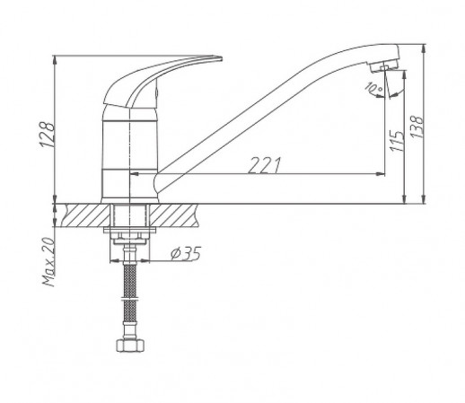 Смеситель для кухни Haiba HB4903 (латунь) хром