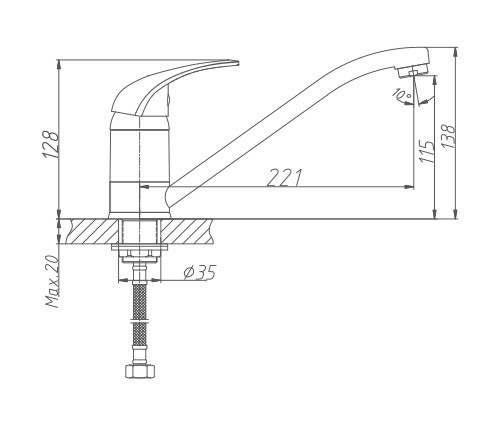Смеситель для кухни Haiba HB4903 (латунь) хром