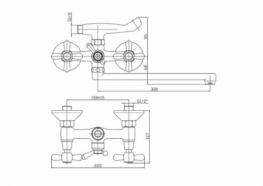 Смеситель для ванны Haiba HB2125 универсальный (латунь) хром