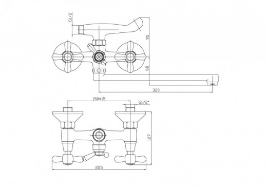 Смеситель для ванны Haiba HB2125 универсальный (латунь) хром