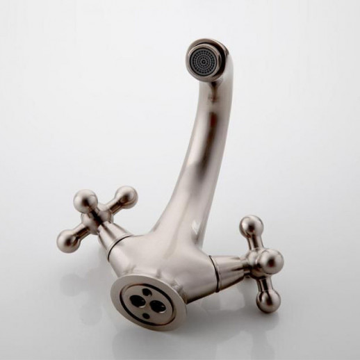 Смеситель для раковины Haiba HB1019-5 двухвентильный (латунь) сатин