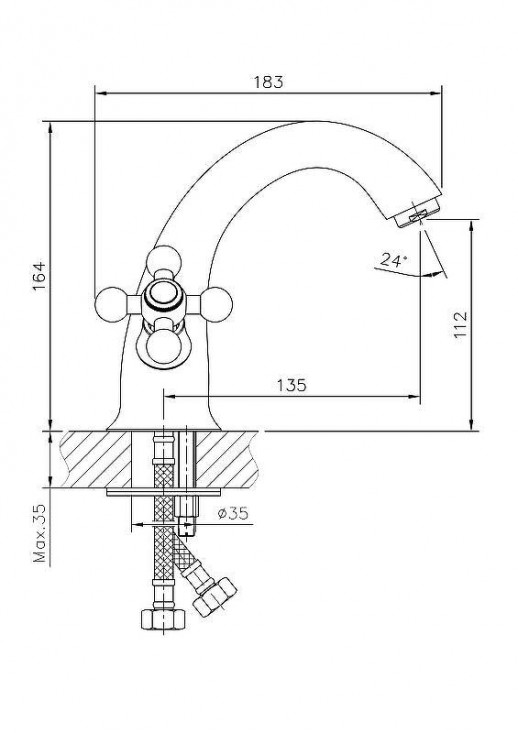 Смеситель для раковины Haiba HB1019-5 двухвентильный (латунь) сатин