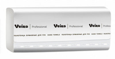 Полотенца для рук W-сложение Veiro Professional Comfort, 2 сл, 150 л, белые