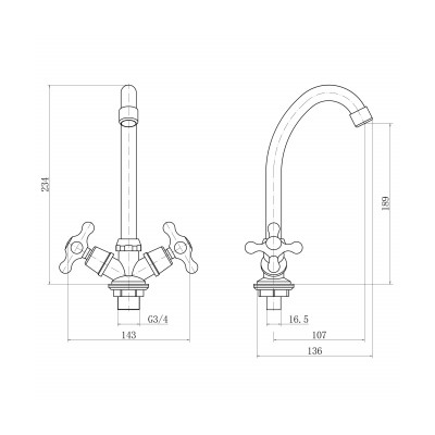Смеситель для кухни Plstart PD40308, хром