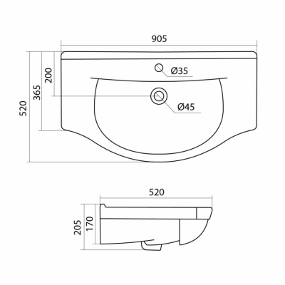 Мебельная раковина Style Line ЛС-00000152 Эльбрус 90 см, белая