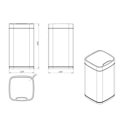 Сенсорное ведро JAVA S-883B-12DG, 12 литров