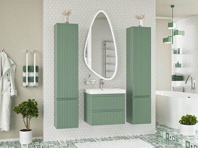 Шкаф-пенал в ванную Brevita Victory 35 подвесной правый (зеленый) VIC-05035-080R