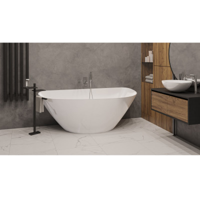 Ванна асимметричная WHITECROSS Topaz 170x80 белый глянец иск. камень (0212.170080.100)
