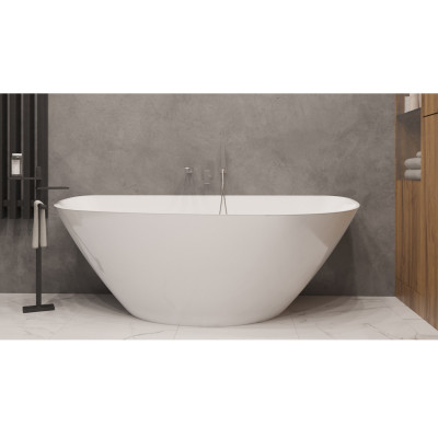 Ванна асимметричная WHITECROSS Topaz 170x80 белый глянец иск. камень (0212.170080.100)