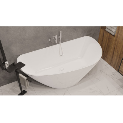 Ванна асимметричная WHITECROSS Topaz 170x80 белый глянец иск. камень (0212.170080.100)