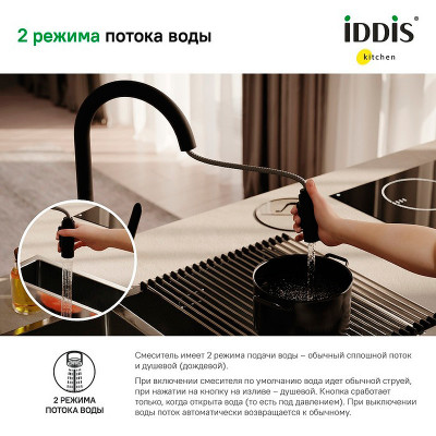 Смеситель для кухни Iddis Cuba CUBBLP0i05 черный матовый с выдвижным изливом