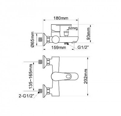 KorDi Thur KD 6604 - D70 смеситель для ванны и душа, хром