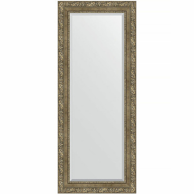 Зеркало настенное Evoform Exclusive 135х55 BY 3515 с фацетом в багетной раме Виньетка античная латунь 85 мм