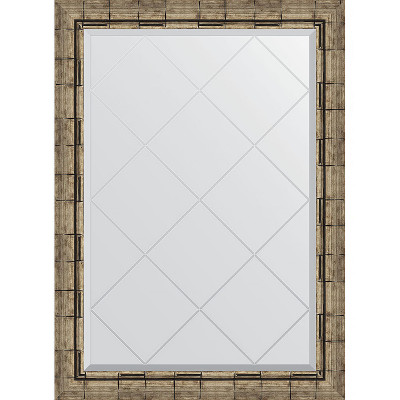 Зеркало настенное Evoform ExclusiveG 101х73 BY 4179 с гравировкой в багетной раме Серебряный бамбук 73 мм