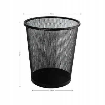 Ведро круглое, 12 л, сетчатое, офисное, металлическое, без крышки, черный, САНАКС (42112)