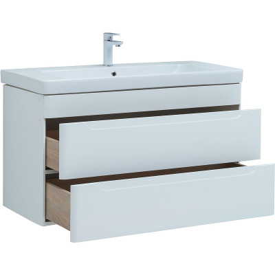 Тумба с раковиной Aquanet София 105 274196 подвесная белый глянец