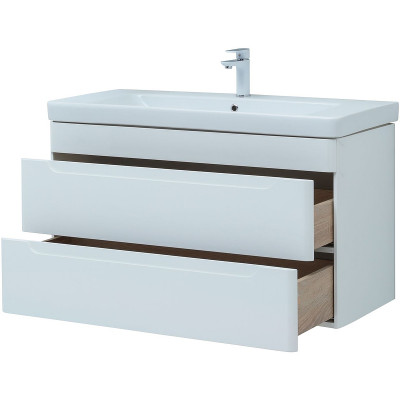 Тумба с раковиной Aquanet София 105 274196 подвесная белый глянец