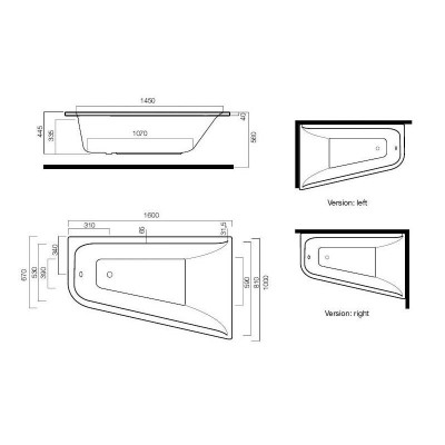AM.PM Spirit W72A-160R100W-A2 ванна без гидромассажа, 160 см х 100 см, правая