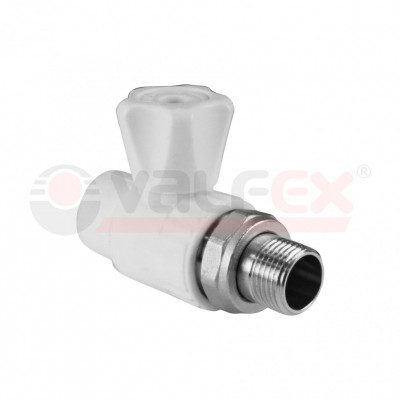 Кран шаровой для радиатора прямой VALFEX STANDARD 25 мм х1/2" белый/серый (10149125)