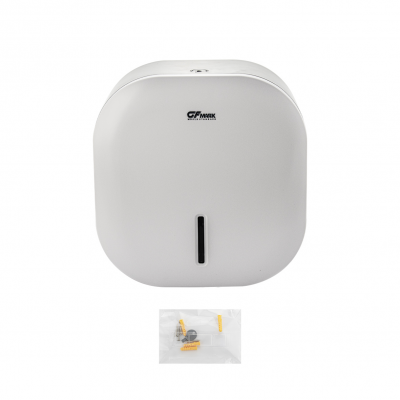 Диспенсер для туалетной бумаги - барабан, пластиковый, белый, с глазком, с ключом GFmark (9162)