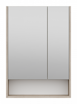 Зеркальный шкаф в ванную Misty Мускат 600x130x850 белый, светлое дерево (П-Мус04060-01)