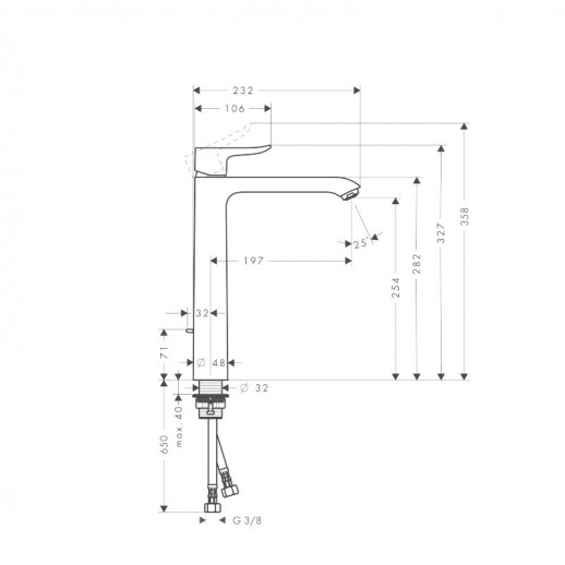 Hansgrohe Metris 31184000 смеситель для раковины без д/к, хром