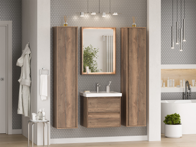 Шкаф-пенал подвесной Brevita Dallas 350x340x1650 темное дерево (DAL-05035-31)