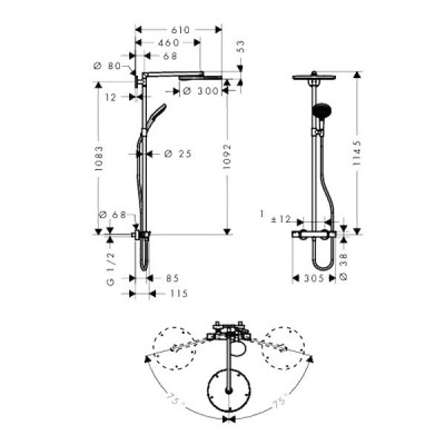 Hansgrohe Raindance Select Showerpipe 300 27114000 душевая система, хром