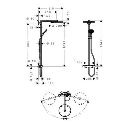 Hansgrohe Raindance Select Showerpipe 300 27114000 душевая система, хром