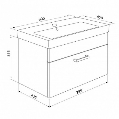 Тумба с раковиной IDDIS Mirro 80 подвесная белая/под дерево (MIR80W0i95K), дизайн современный