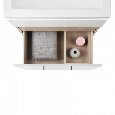 Тумба с раковиной IDDIS Mirro 80 подвесная белая/под дерево (MIR80W0i95K), дизайн современный